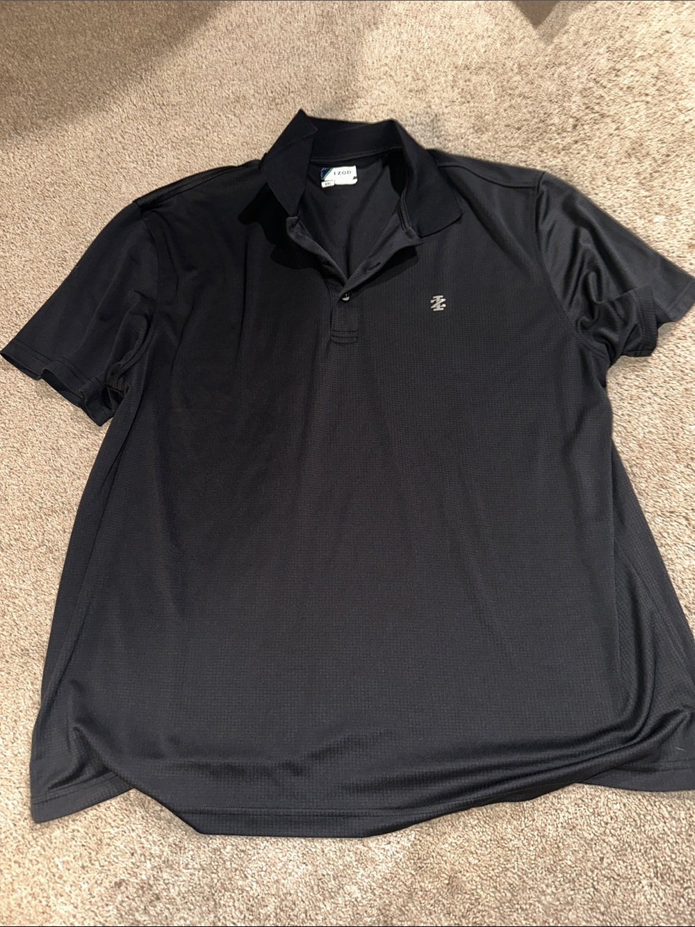 Izod Black Men's Short-Sleeve Polo with Embroidered Logo
